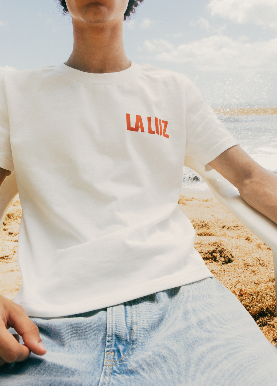 La Luz Crop Tee White